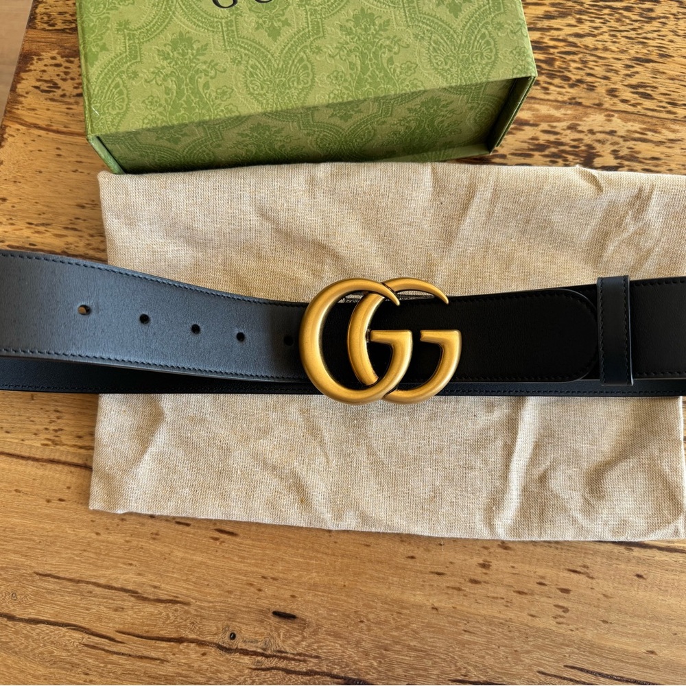 NWOT GUCCI Marmont GG Wide Black Leather belt size 85